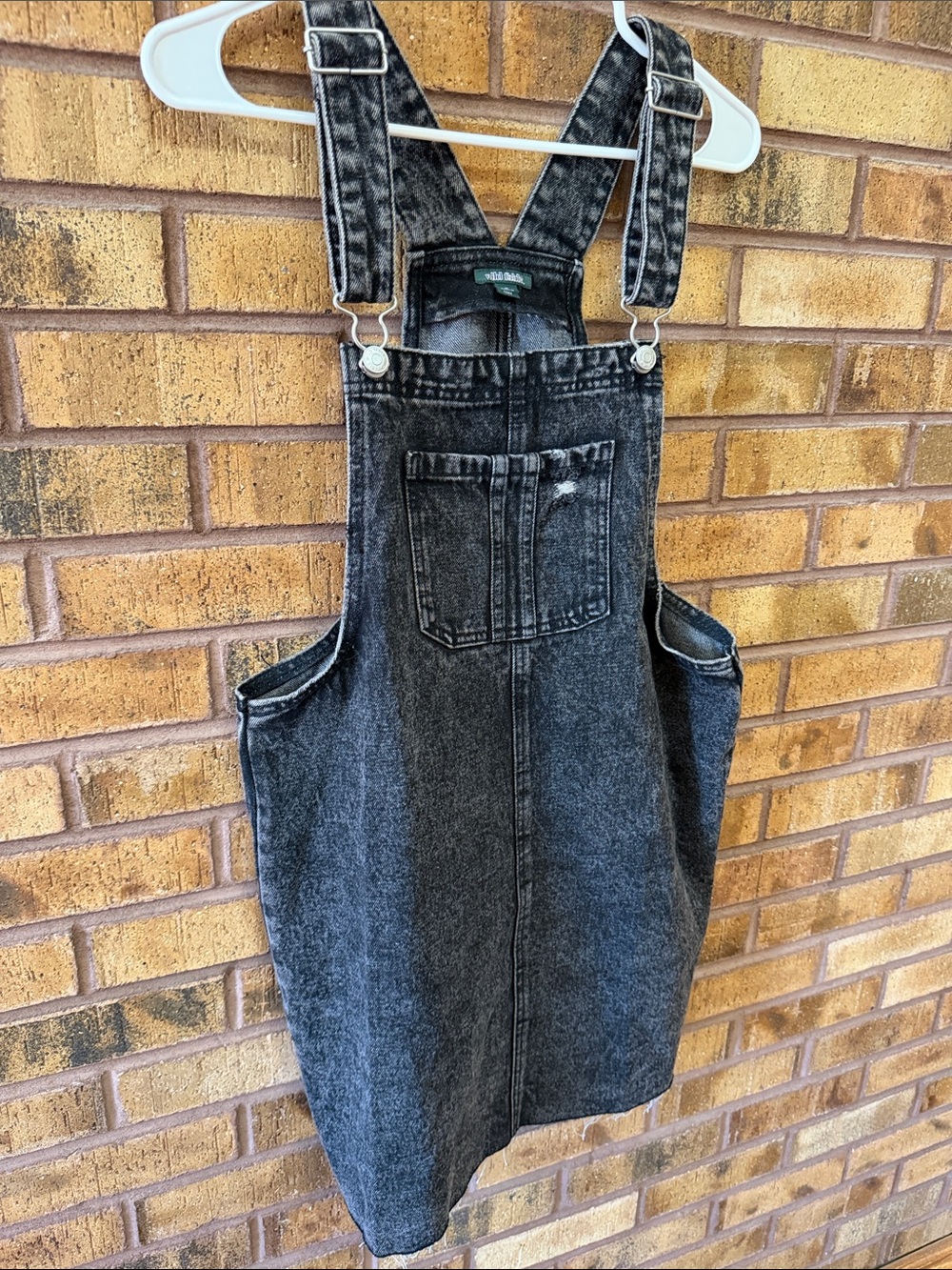 wild fable Black Washed Denim Overall Dress